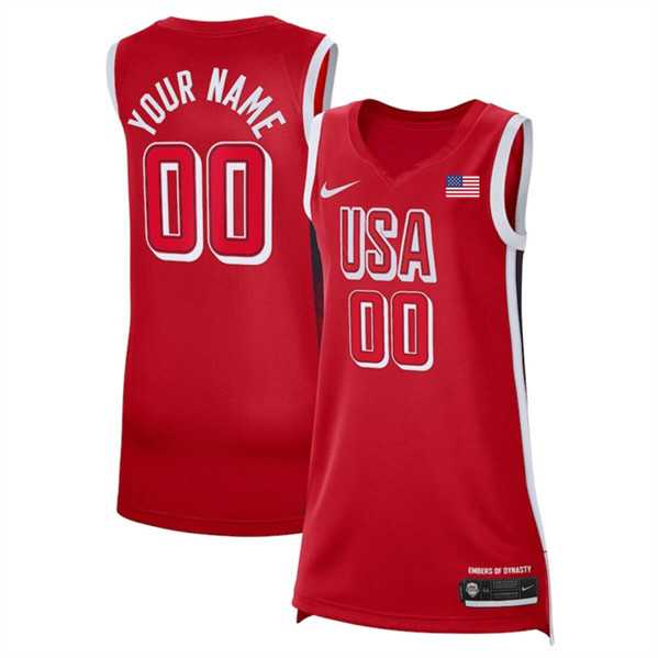 Women%27s USA Basketball ACTIVE PLAYER Custom Red 2024 Swingman Stitched Jersey